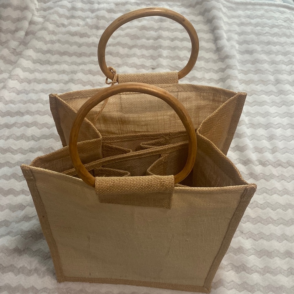 Burlap 6 bottle wine holder